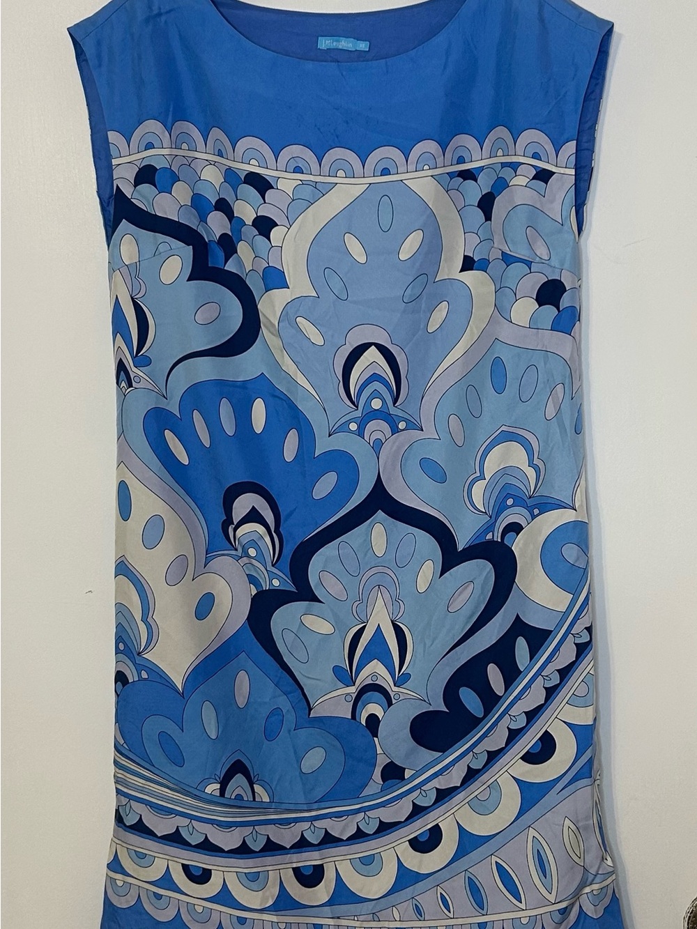 J. McLaughlin Blue Multi-Tone Pucci-Style Sleeveless Sheath Silk Mini Dress